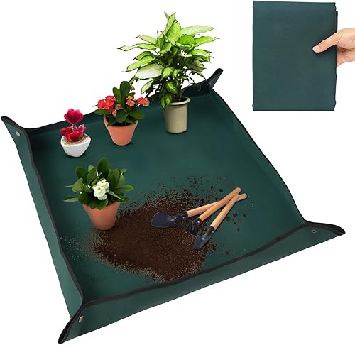Oubest Tapete de trasplante de plantas de tela Oxford gruesa para plantas de interior, 39.4 x 39.4 pulgadas, XL, impermeable, trasplante y control