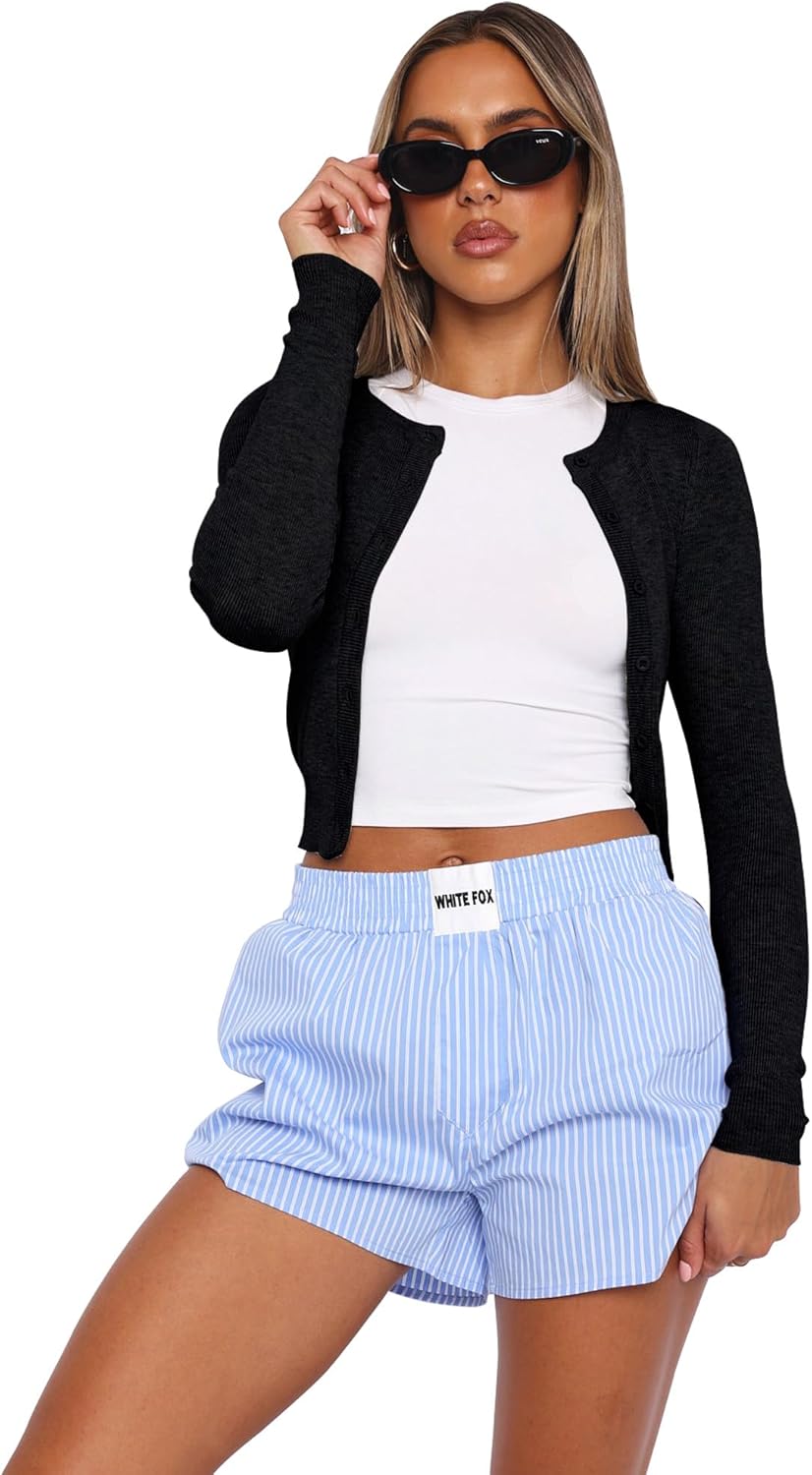 Cardigan Sweaters for Women Crew Neck Cropped Sweater Tops Dressy Casual Long Sleeve Shirts - Image 6