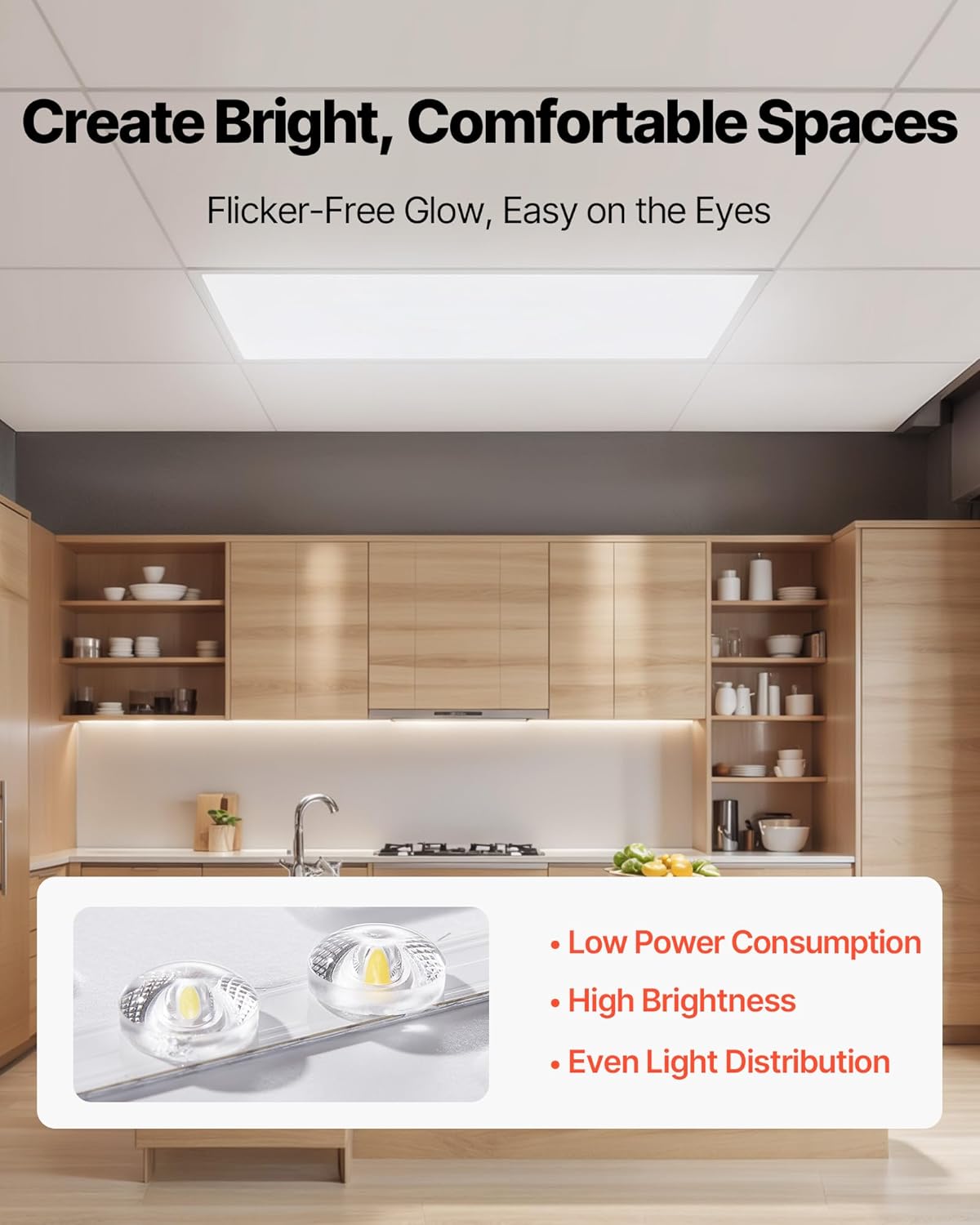 VEVOR 2x4 FT LED Flat Panel Light, 7800 LM, Flush Mount LED Drop Ceiling Lighting Fixture with 3 Color Selectable 4000K/5000K/6000K, 30W/40W/50W, 0-10V Dimmable, Ultra Slim for Home Kitchen, 2 Pack