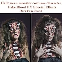 Vista 26 de Go Ho Maquillaje de sangre falsa que gotea (0.35 onzas), sangre falsa lavable para heridas de cicatriz, flujo de sangre falsa de fácil secado