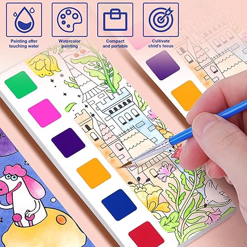 Miniatura 5 de Paquete de 5 libros de pintura de acuarela de bolsillo, juego de libros de pintura de acuarela, bolsillo de viaje, kit de acuarela, libro de