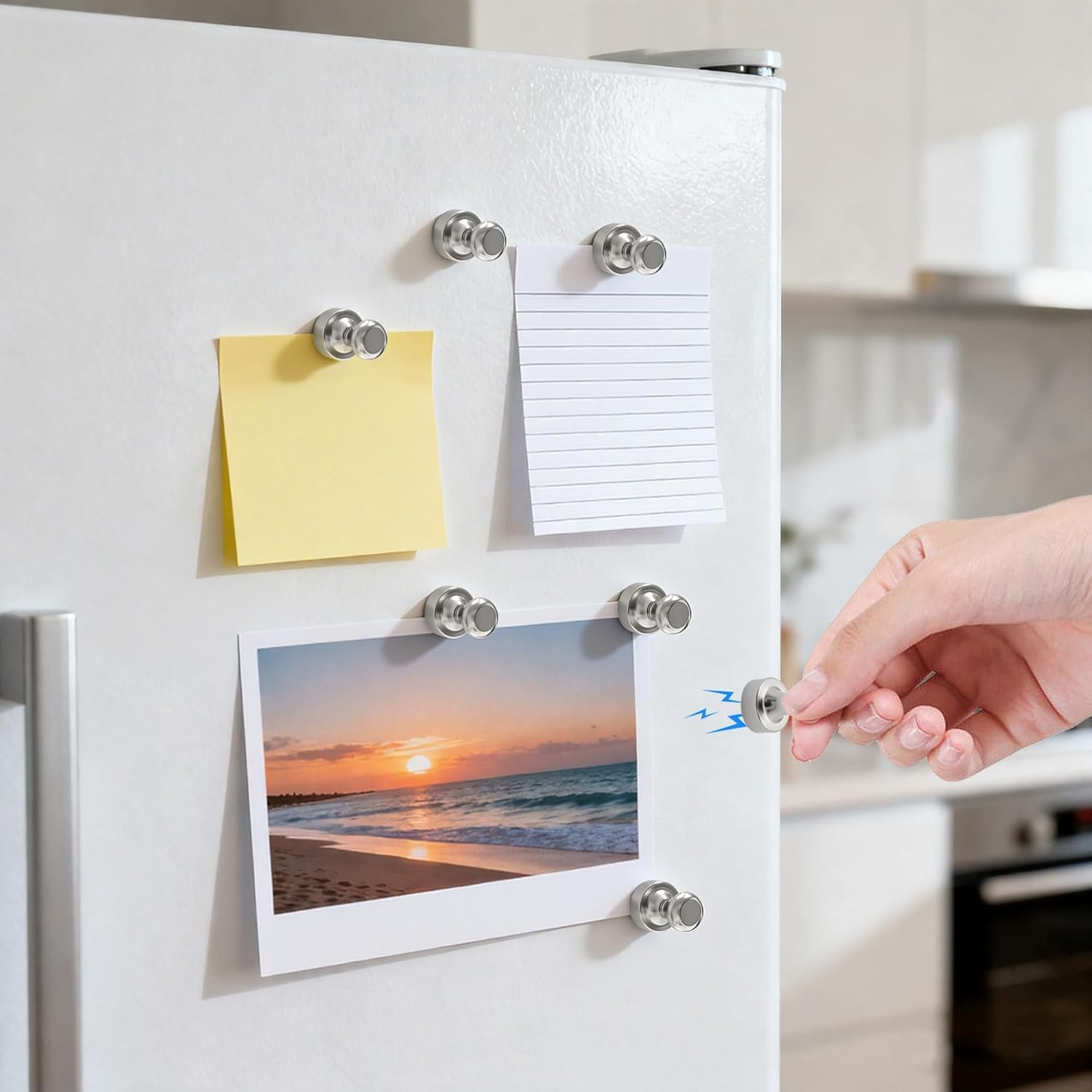 12Pcs Fridge Magnets Hooks, Small and Strong Kitchen Gadgets Magnets for Fridge Map Kitchen Home, Office Supplies, Locker Accessories, Extra Strong Cruise Hook for Hanging, Magnetic Hanger for Cabins