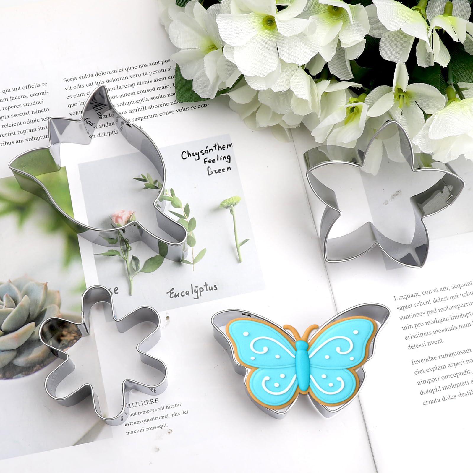 DIYEAH 6 Set Stampo coltello foglie e fiori decoupage Fustella per foglie a forma di acero morire fustellatrice taglio muore stampini strumenti per scrapbooking acciaio al carbonio Silver