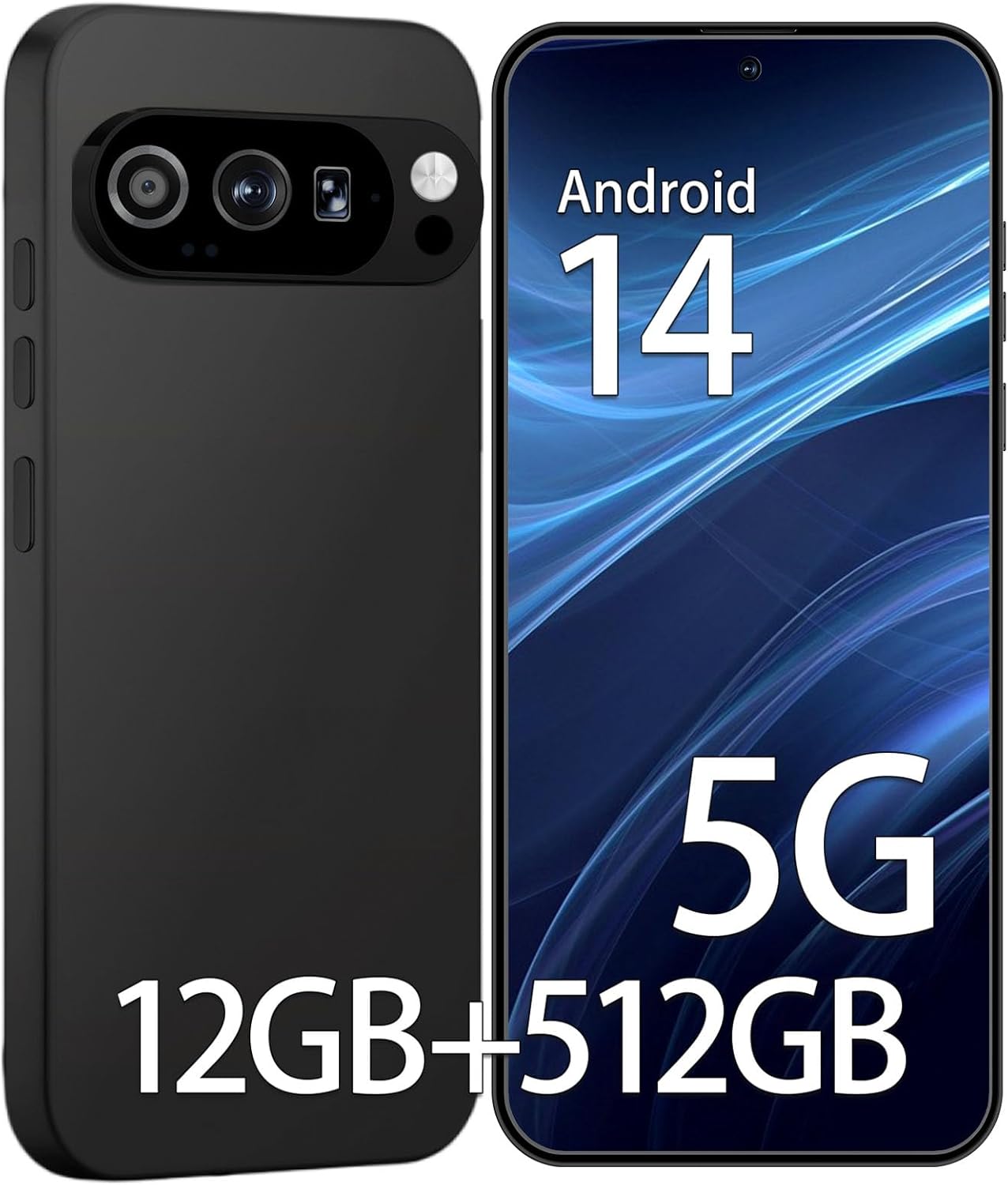 X9Pro Unlocked Cell Phones, 5000mAh Long-Lasting Battery,12GB+512GB Expandable to 1TB Android 14 Smartphones,3040x1440 OLED HD 6.8'' Display, 48MP+108MP Cameras, 5G/Dual SIM/GPS/WiFi Black