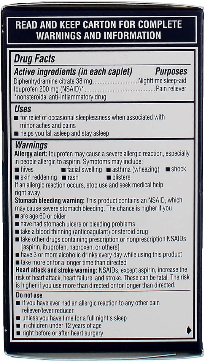 Advil PM Caplets 120 ea ( Pack of 3)