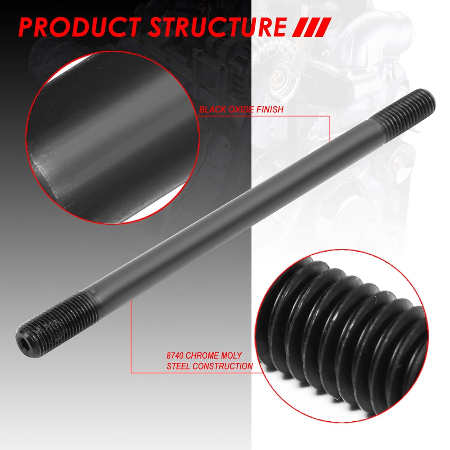 Auto Dynasty 12-Point Engine Cylinder Head Studs Assembly Kit Compatible with Ford E-350 E-450 F250-F550 Super Duty 6.0L Powerstroke Diesel 03-10