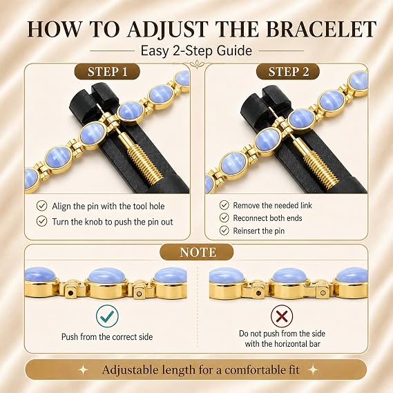 JEROOT Magnetic Bracelet for Women, 8 Colors, Natural Stone Stainless Steel