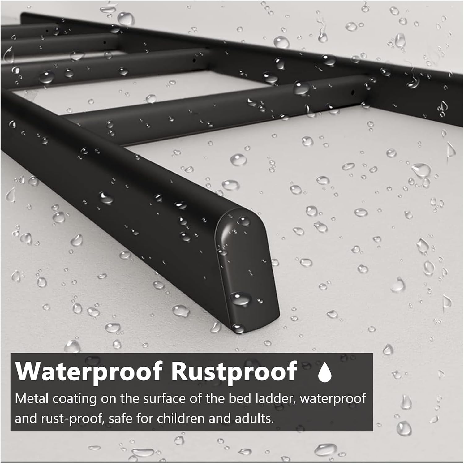 Basement Window Well Egress Ladder, Bed Ladder, for Indoor Loft Dorm School Room, Durable Double/Twin Bed Ladder with Comfy Pedal (Color : Black, Size : 1.65m/65 inch)