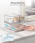 Vtopmart 3 Pack Stackable Clear Plastic Drawer Organizer, Makeup Organizers and Storage for Eyeshadow Palettes, Cosmetics, Beauty Supplies, Ideal for Vanity, Desk, Office, Bathroom Organization