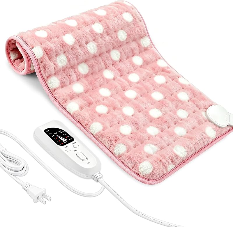 Almohadilla térmica eléctrica con 6 configuraciones de calor, apagado automático, calefacción eléctrica seca para espalda, cuello, rodillas, brazos, piernas, hombros, almohadillas térmicas para Navidad, cumpleaños, día de la madre, 24 x 12 pulgadas