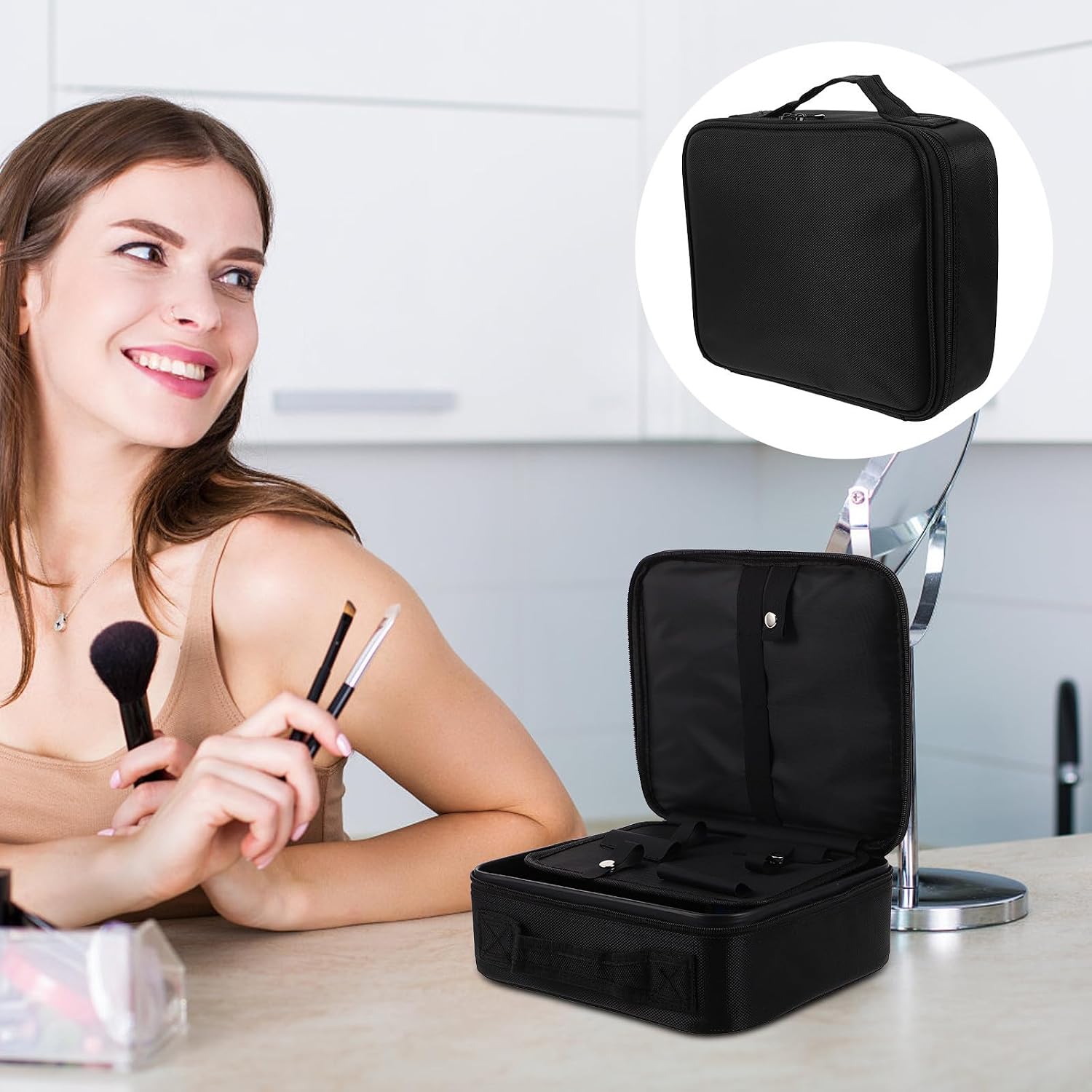 Baluue Professional Hairdressing Carrying Bag X Oxford Cloth Barber Tools Storage Organizer with Ample Space for Scissors Clippers Combs Portable and Stylish Hairdresser Equipment Case