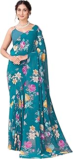 Garden Vareli Women Georgette All Over Floral Printed Saree Price In India