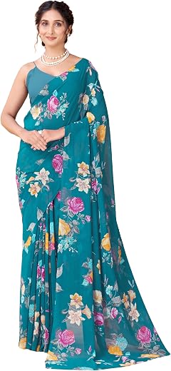 Garden Vareli Women Georgette All Over Floral Printed Saree