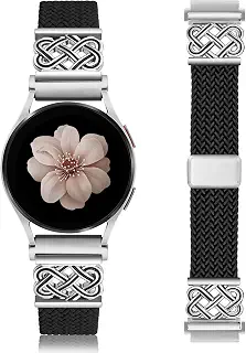 コンパチブル Samsung Galaxy Watch7／6／5／4 バンド 20mm ナイロン 編み込み 伸縮性 マグネット | ギャラクシーウォッチ7／6／4 Classic／5 Pro／3／Active 2対応 交換ベルト、通気性・蒸れない、20mmクイックリリース スポーツ時計バンド、男女兼用、おしゃれケルトノット、柔らかい、着脱簡単・調整可能