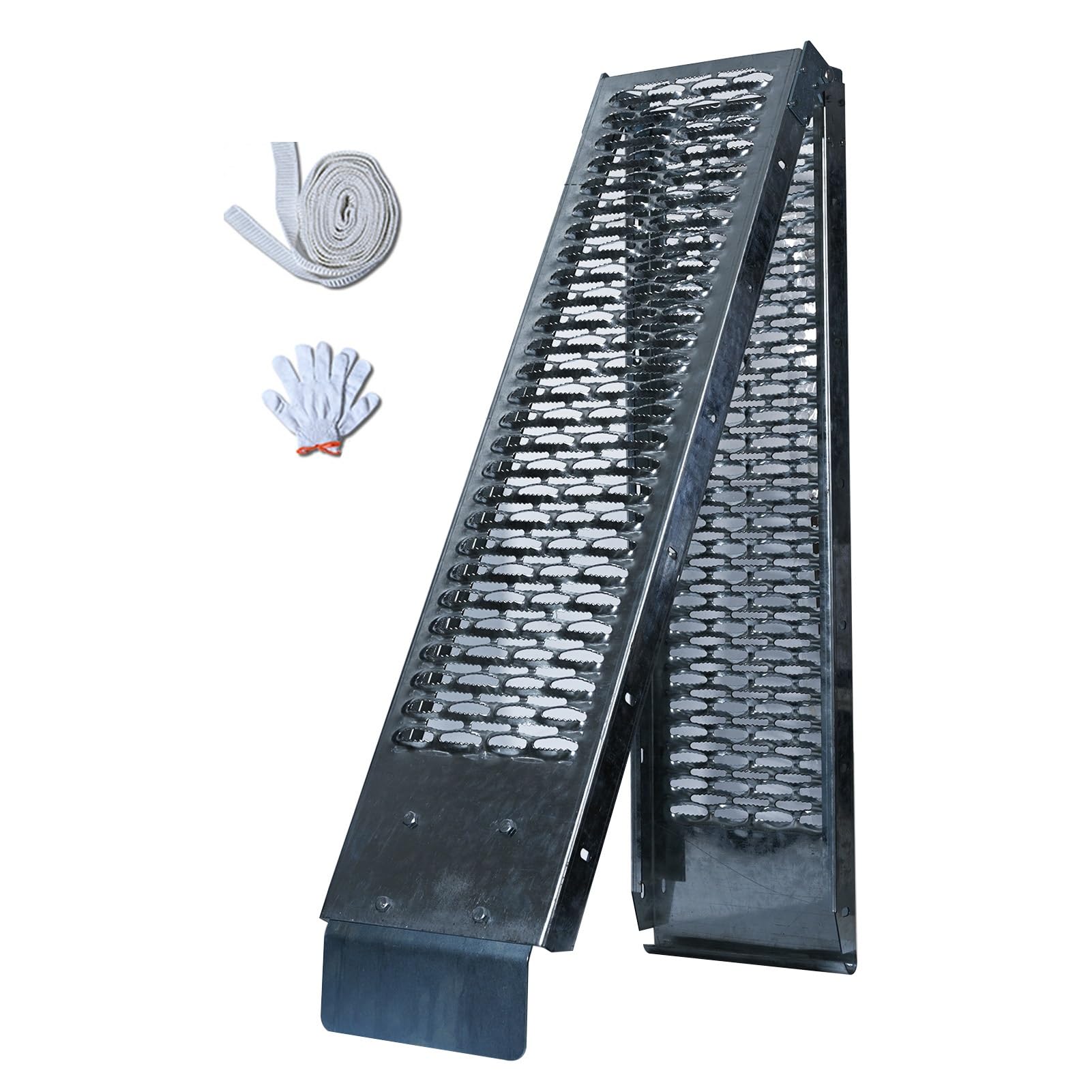 Aluminium Chargement Rampes Pour Ramassage Camions, 6,2 Pieds Moto Rampe 440 LBS Capacité, Camion Vélos VTT Trottinettes Rampes(Silver-190cm,1pcs)