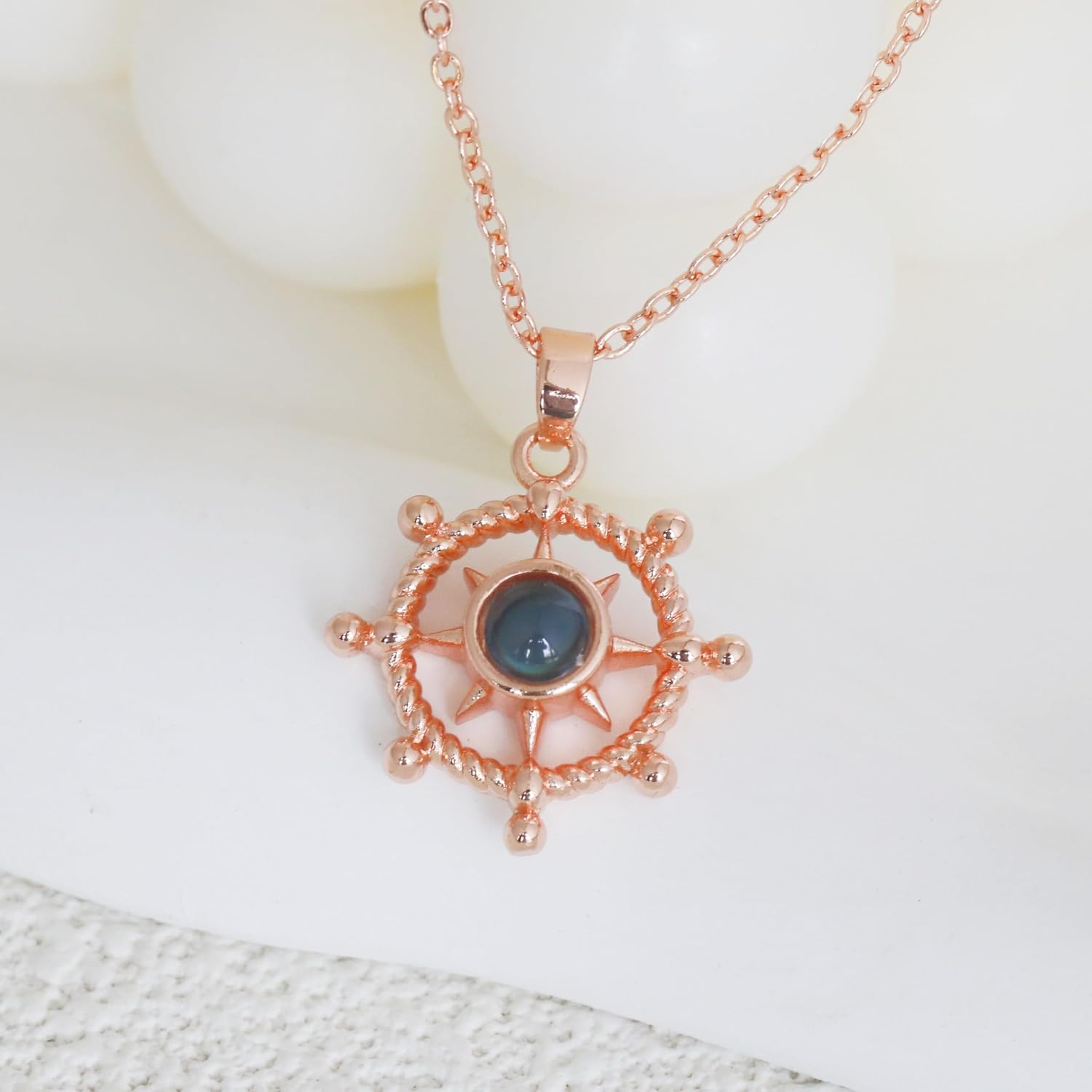 Drawelry Personalized Projection Necklace with Photo Inside - Custom Picture Pendant Memorial Necklace Birthday Gift for Women Mom Wife Daughter Couples