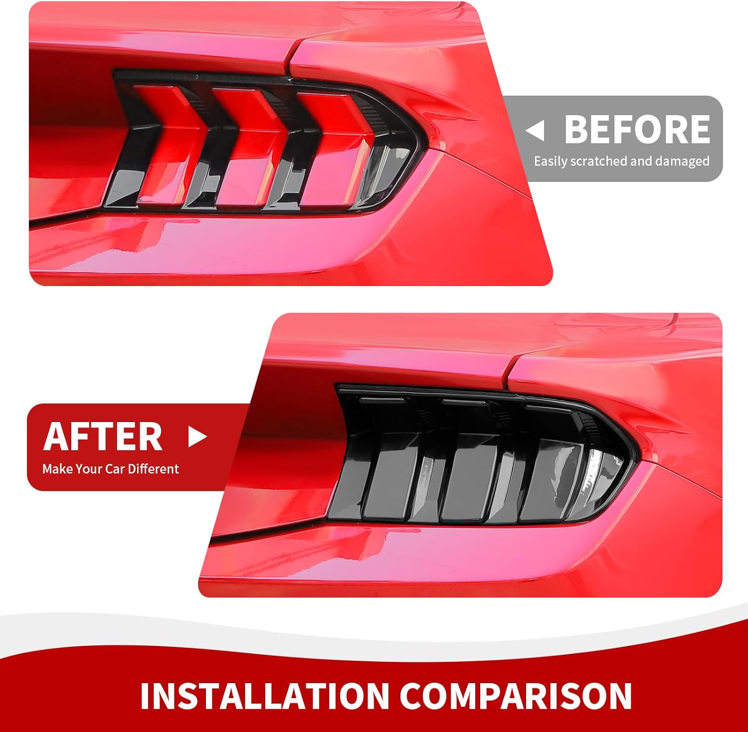 Tail Light Covers Rear Taillight Lamp Guards Trim Compatible with Ford Mustang 2024 2025 Exterior Accessories, Smoked Black