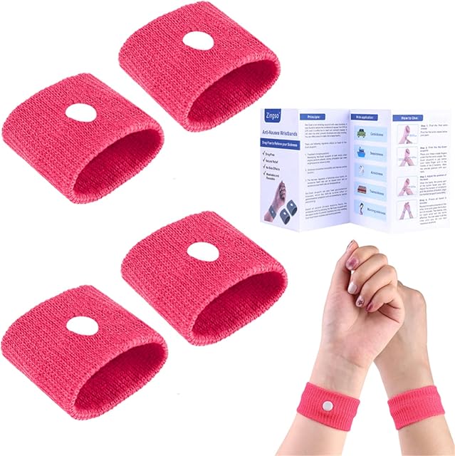 2 Pairs Motion Sickness Relief Wristbands Travel Sickness Bands Anti Nausea Wrist Bands Bracelet for Pregnancy Morning Sickness Sea Travel Car Sickness Adults and Children