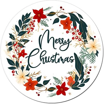 120 x Merry Christmas Stickers Holiday Gift Wrapping Labels for Small Business Packaging and Cards Festive Xmas Sticker Set 1.6 Inch Merry Christmas B