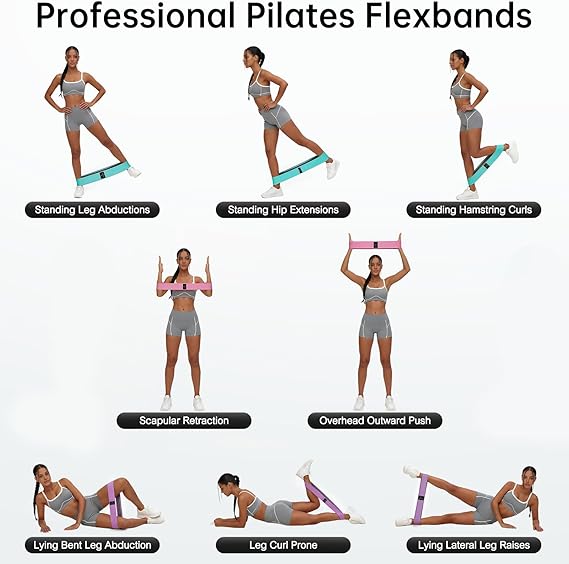 Renoj Resistance Bands for Working Out: 3-Set Professional Exercise Bands for Pilates, Yoga, Home Gym, Booty, Leg Training | Heavy/Medium/Light Fabric Loops for Women Men
