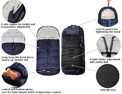 Miniatura 2 de Cozy Toe Winter Tour Saco de dormir impermeable para niños pequeños, saco universal para cochecito, manta multifuncional para cochecito de bebé,