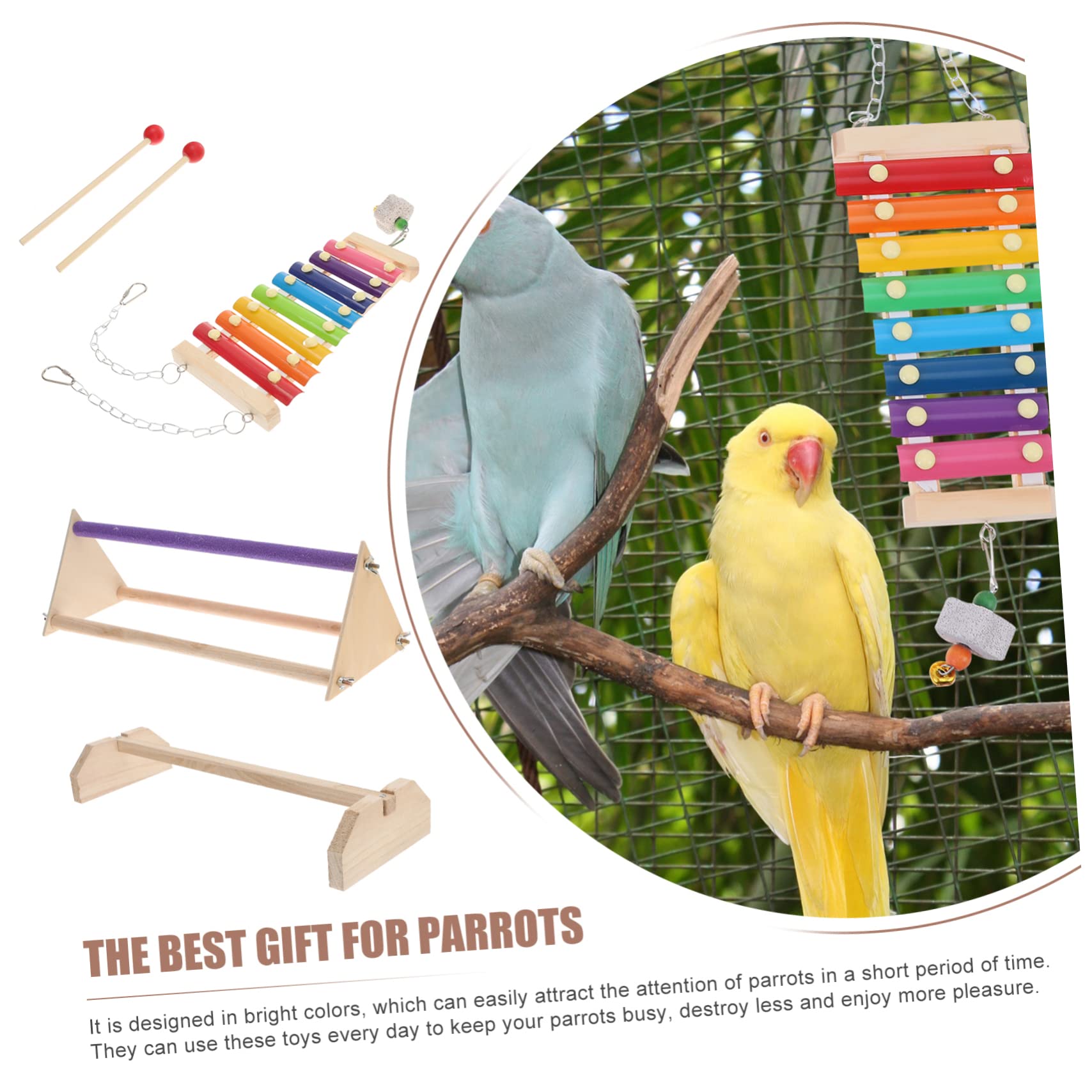 DOITOOL Xilófono, Soporte de Madera Sintética Juego de Percha para Pollos Que Permite Relajarse y Jugar Gallinas, Accesorio para Aves de Corral
