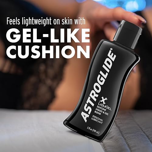 Miniatura 4 de Astroglide Lubricante de silicona (5 onzas), lubricante personal híbrido X LiquiGel para sexo vaginal y anal, sedoso y ligero para hombres, mujeres