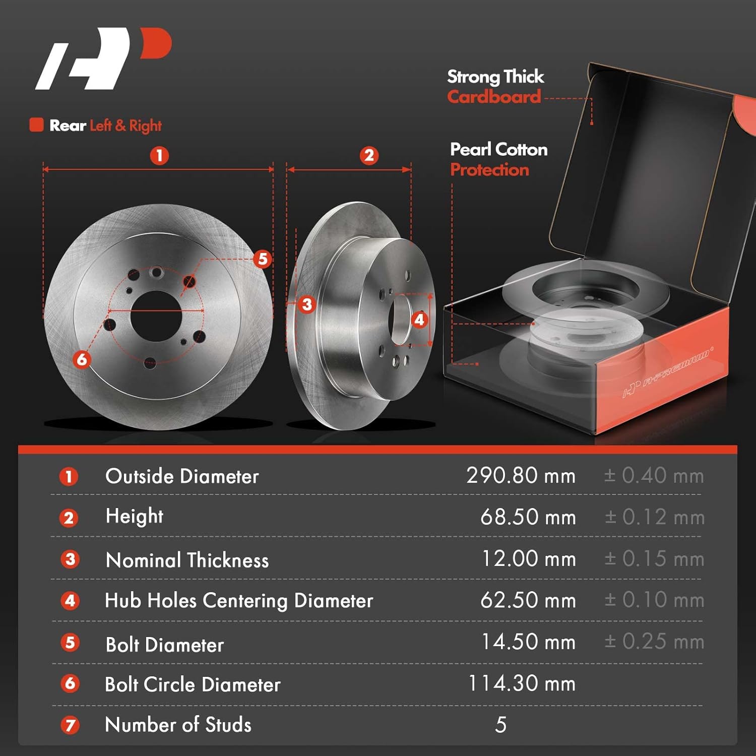A-Premium Front Vented & Rear Solid Disc Brake Rotors + Ceramic Pads Kit Compatible with Select Toyota Models - Sienna 2004 2005 2006 2007 2008 2009 2010, 12-PC Set