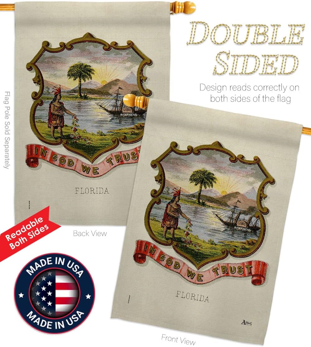 Americana Home & Garden Coat of arms Florida House Flag Americana States American Territories Republic Country Particular Area Decoration Banner Small Garden Yard Gift Double-Sided, Made in USA
