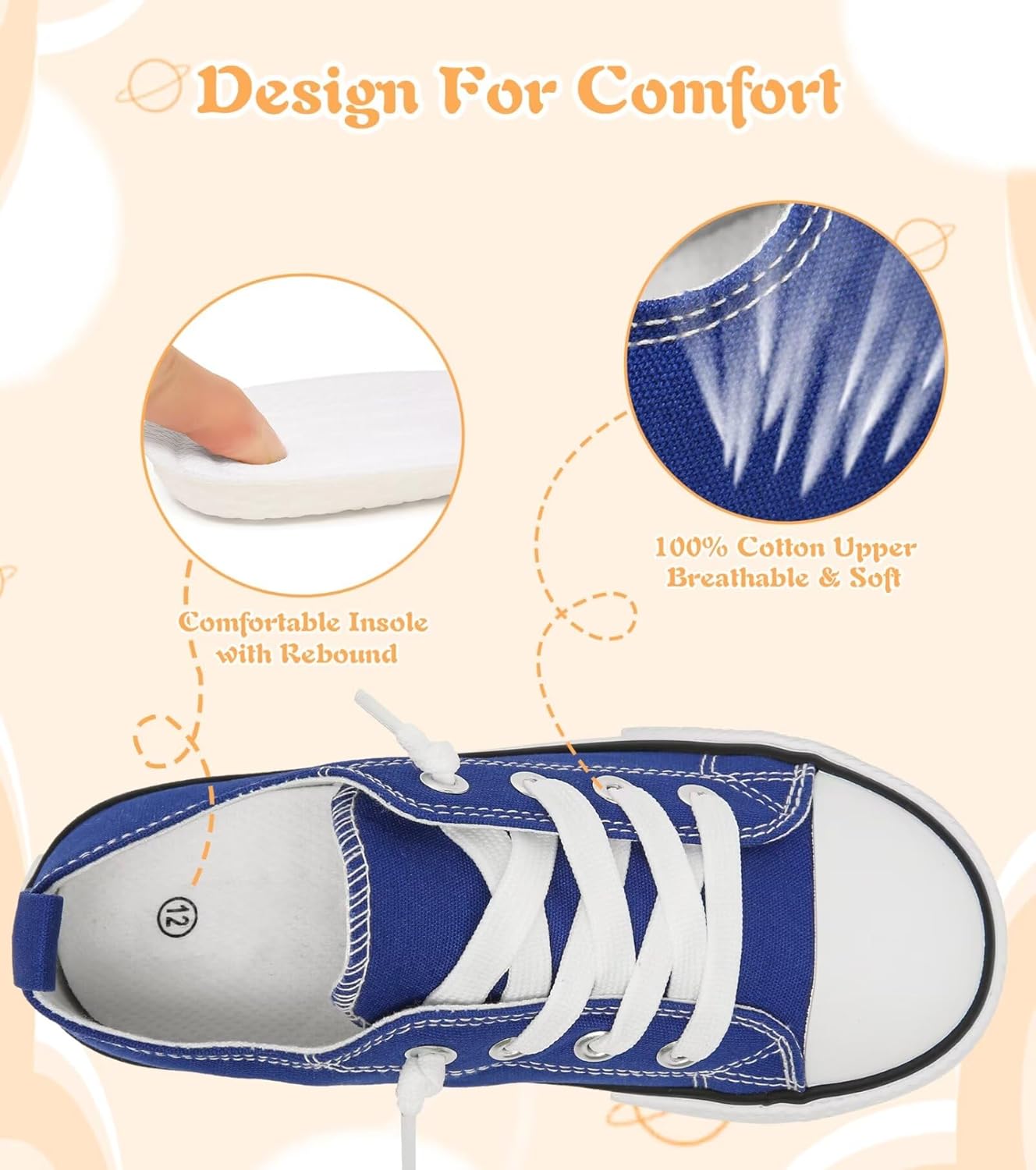 Toddler Little Kid Cushioned Canvas Shoes Slip On Sneakers Soft and Durable - Image 2