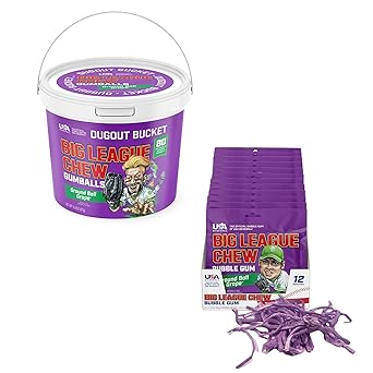 Big League Chew Grape Chewing Gum and 80 Piece Gumball Bucket