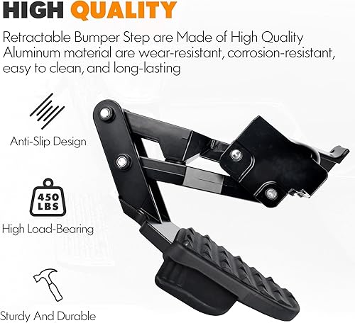 Miniatura 5 de ASOPARTS Escalón de la cama trasera compatible con Dodge Ram 2500 3500 retráctil para puerta trasera de parachoques trasero # 82215842AE 82215842AE