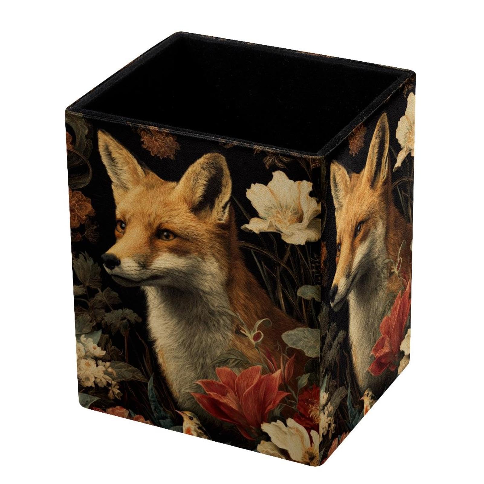 VAPOKF Pencil Holders for Desk, Fox Printed Pen Holders Pen Pot Makeup Brushes Storage Desktop Stationery Supplies Organiser for Home Office