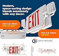 Vista 2 de LFI Lights Thin COMBO UL 924 Listed, LED rojo, señal de salida con luces de emergencia, blanco, 120-277 VCA cableada con batería de respaldo, doble