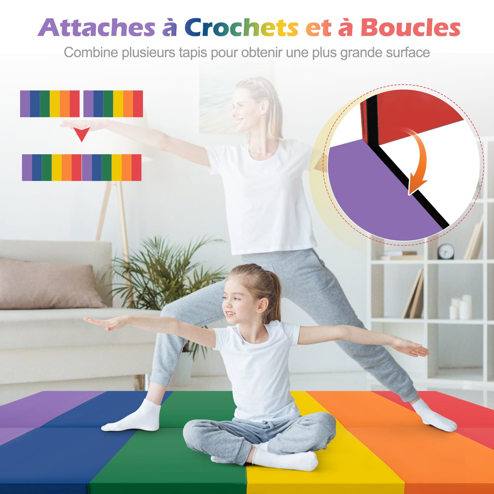 COSTWAY Tapis de Gymnastique Pliable Epais, Matelas d'Entrainement en Mousse et PU avec Poignées, pour Gymnastes Entraînements Yoga