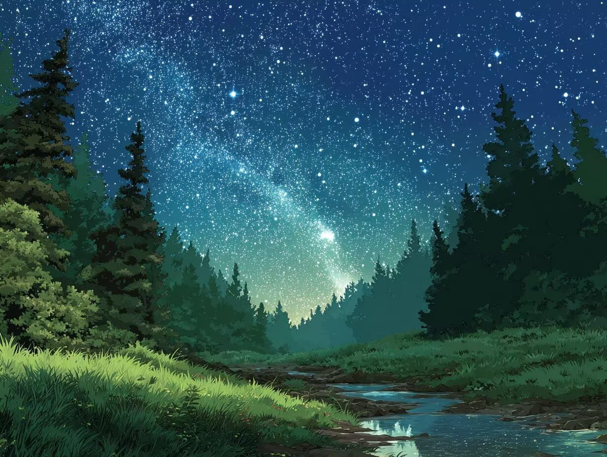 Malen Nach Zahlen Erwachsene DIY Komplettset - Hochwertige Acrylfarben & Leinwand - Entspannendes Kunsthandwerk für Anfänger & Fortgeschrittene - Ideales Home Deko - Sternenwald Motiv (80x100cm) C-939