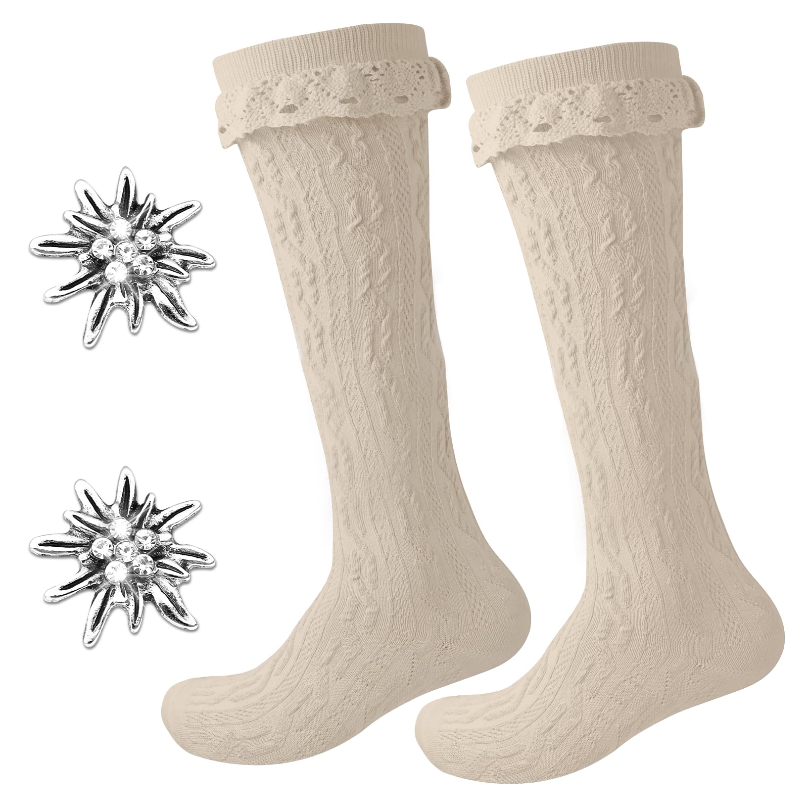 Trachtensocken Damen/Herren Mit Edelweiß-Pin - Für Oktoberfest & Volksfeste