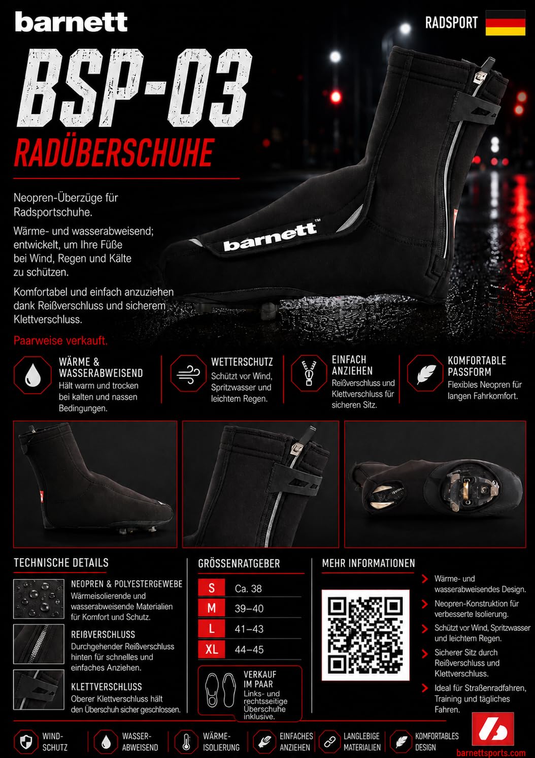Barnett bsp-03 Protege Chaussure - Copriscarpe, colore: Nero