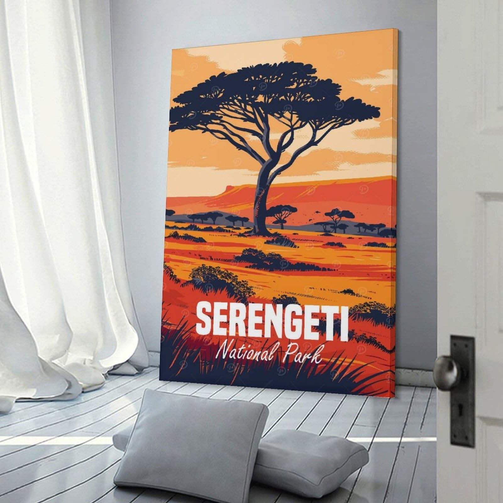 Junmoney Serengeti National Park Canvas Wall Decor 20x30inch(50x75cm), for Lounge, Study, Hallway Or Flat Walls, Canvas Wall Art That Fits Changing Layouts