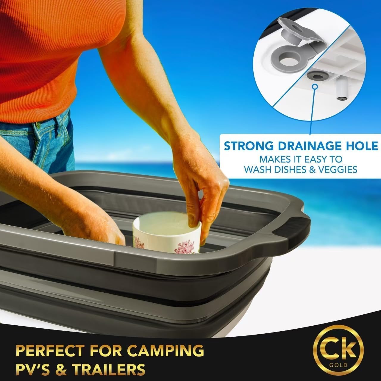 Collapsible BBQ Prep Tub - Includes Cutting Board, LOCKING Lid & Strong Drain Hole for Meal Prep & Marinating | BPA-Free, Food-Grade BBQ & Meat Prep Tubs, Best Grilling Gifts (Black, 8 L)