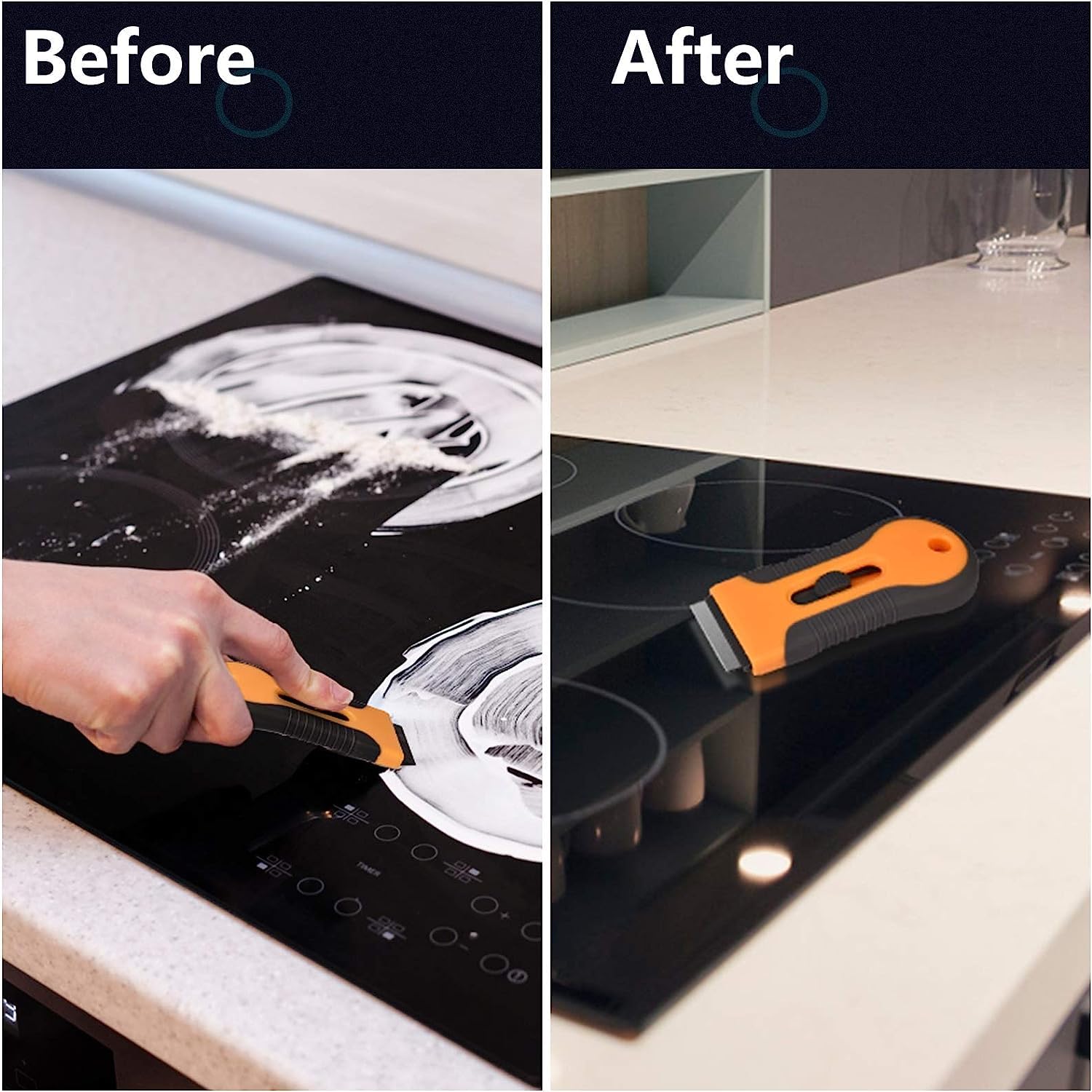 CANOPUS Glass ceramic plate scraper with 10 metal blades, does not scratch the surface, very resistant, razor blade scraper for removing labels, stickers, windows, mirrors, floor cleaning — Amazon image 4