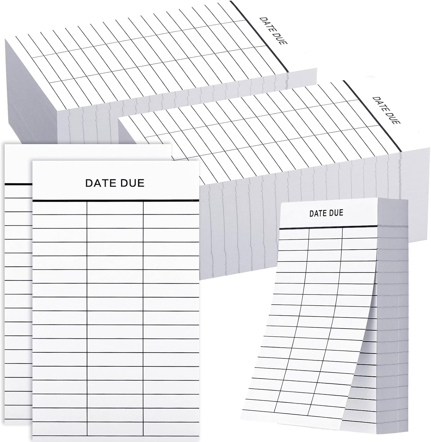 Faccito 500 Pcs Peel and Stick Date Due Slips, 2 Columns Library Due Date Cards 3 x 5 Inches Library Card Pockets for Book Checkouts School Nursery Classroom Supplies
