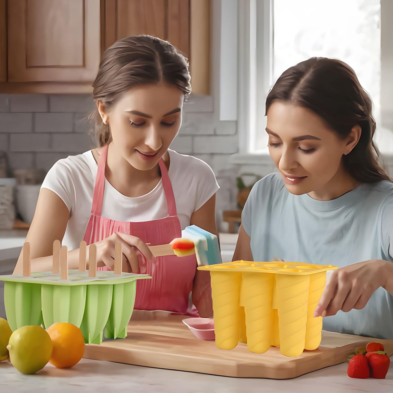 Moldes de silicona para paletas de helado, sin BPA, fáciles de usar y reutilizables, perfectos para golosinas congeladas caseras, diseño flexible para una fácil liberación, herramienta de cocina