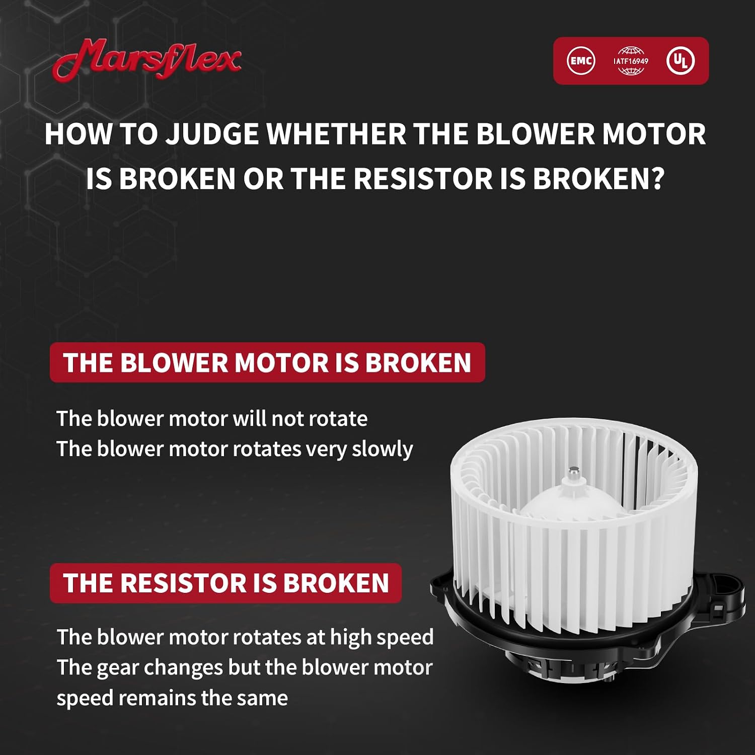 Marsflex Front Blower Motor 700259 for 2011-2018 Hyundai Kia Azera Elantra Coupe GT Equus Sonata Cadenza Forte Koup Forte5 Optima 2009 2010 2012 2015 2016 2017 Automotive Replacement Blower Motor Fan