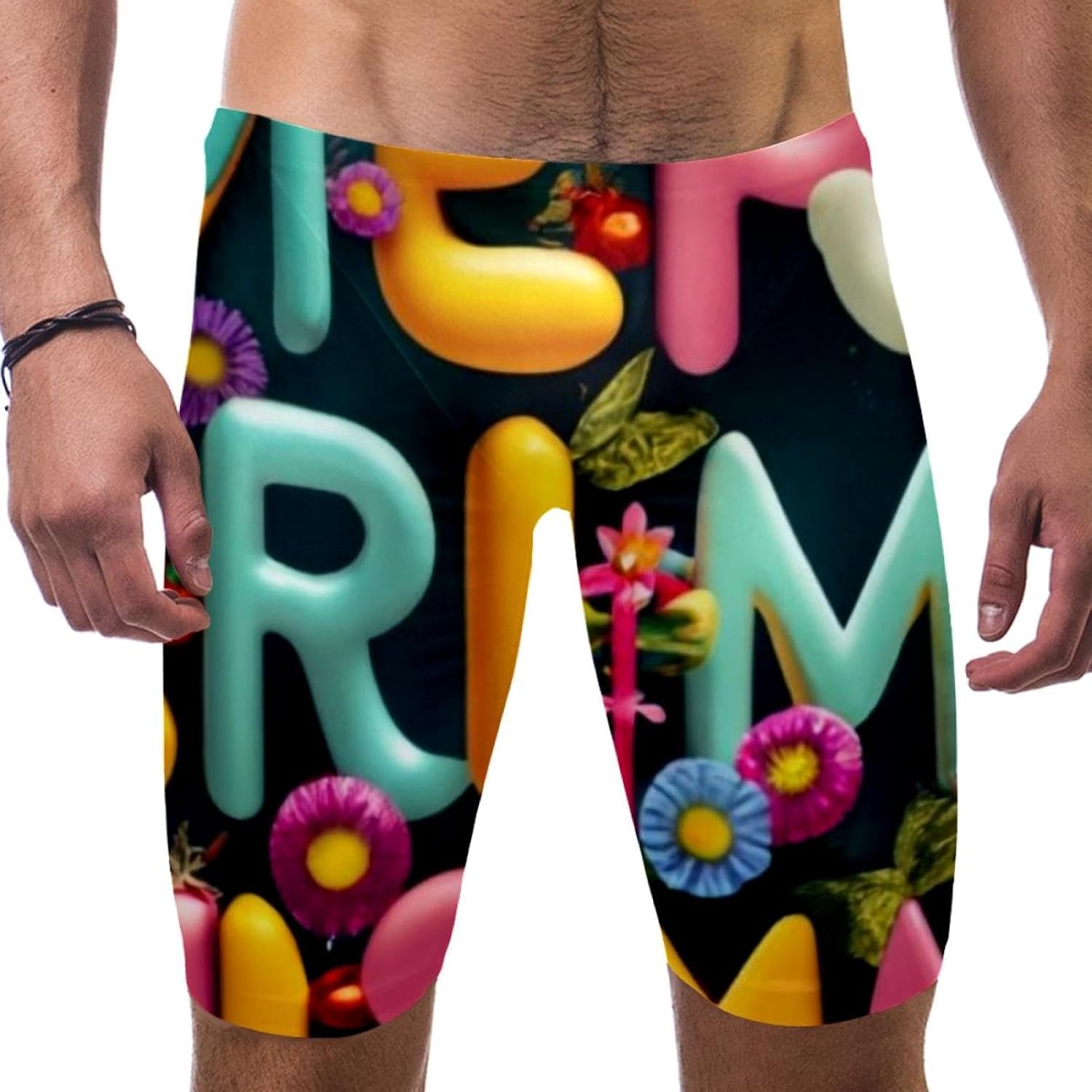 Happy Christmas Jammer Swimsuit Mens Swim Jammers Endurance Long Racing Training Swimsuit