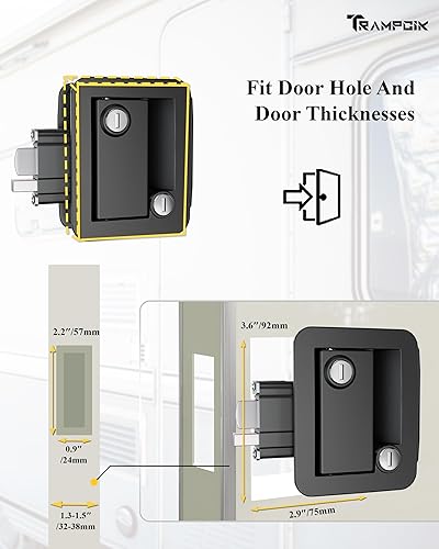 Miniatura 5 de Cerradura de puerta de plástico de ingeniería para cámper, reemplazo de cerradura de puerta de caravana, ajuste de agujero de 3.65 x 2.95 pulgadas,