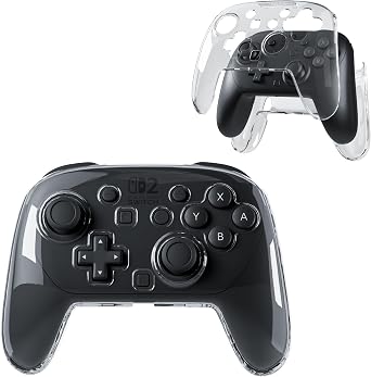 FUNDIARY Crystal Clear Case for Switch 2 Pro with Shock-Absorption and Anti-Scratch Design, Slim Hard PC Dockable Protective Skin and Ergonomic Controller Design for Switch 2 Pro Game Controller