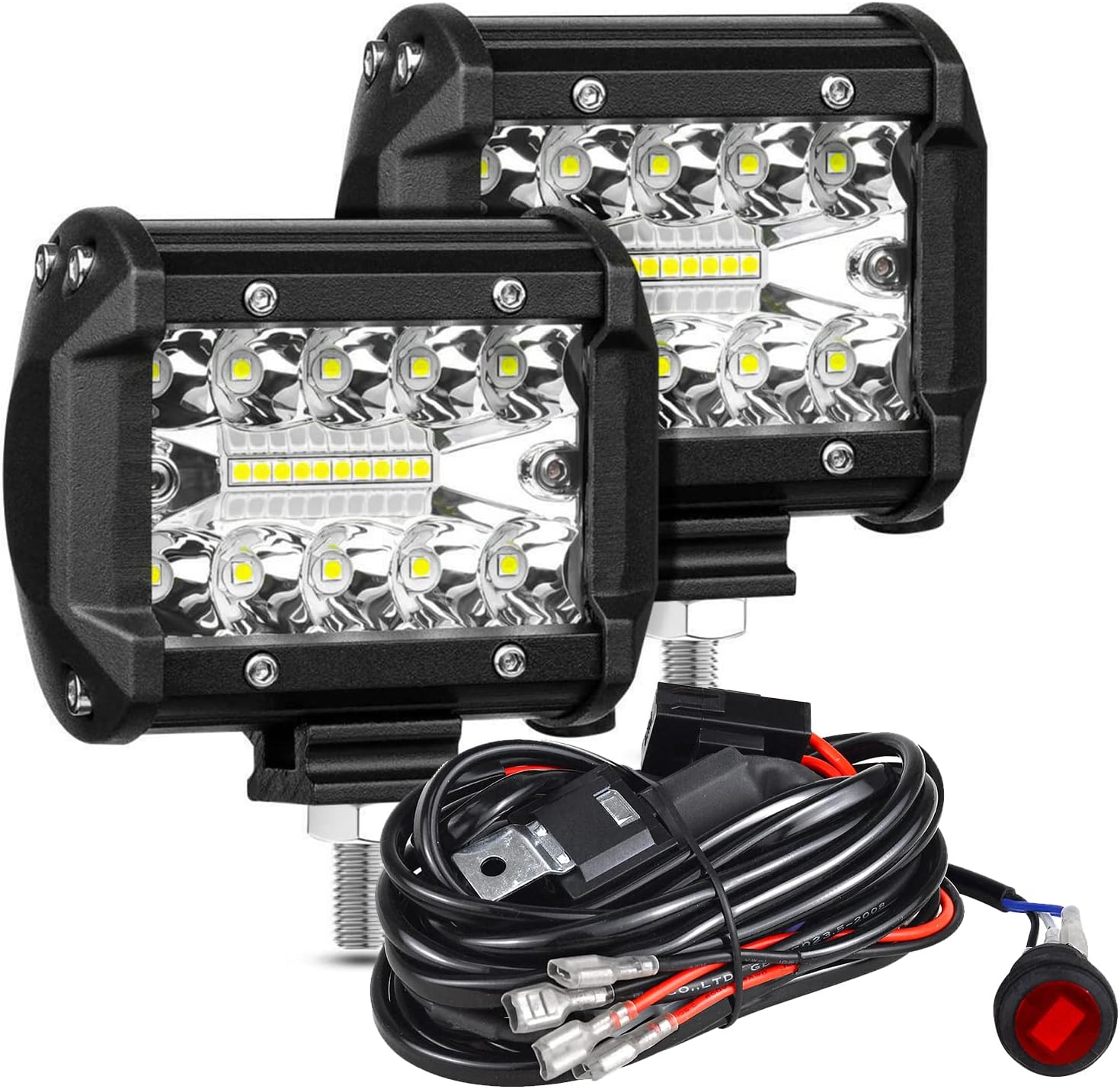 PICAA Phare De Travail LED 6.5 Pouces 36W - Lot De 2 Projecteurs Spot Longue Portée 12V 24V 4x4 SUV Camion