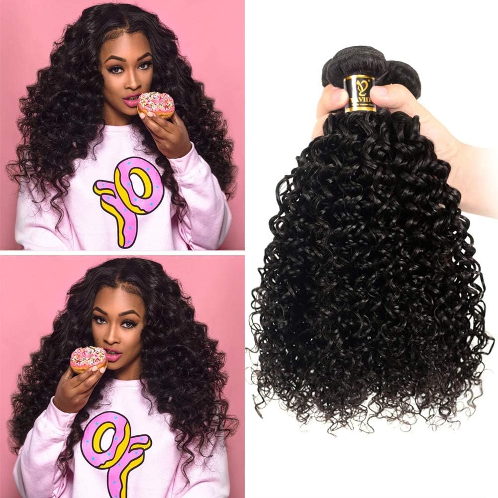 Yavida Brazilian Curly Bundles 8A Virgin Brazilian Kinkys Curly Hair Weave Virgin Curly Brazilian Human Hair 300g Natural Color 8 8 10 Inch