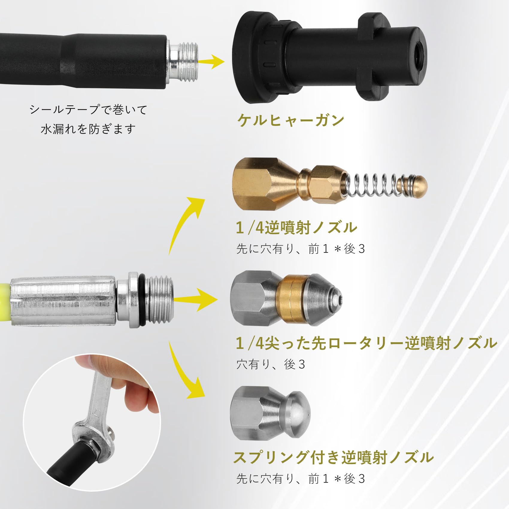 Amazon.co.jp: ANKON ケルヒャーパイプクリーニングホース 15m 3 種類